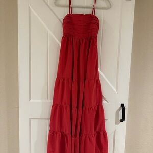 Red Maxi Dress with Spaghetti Straps